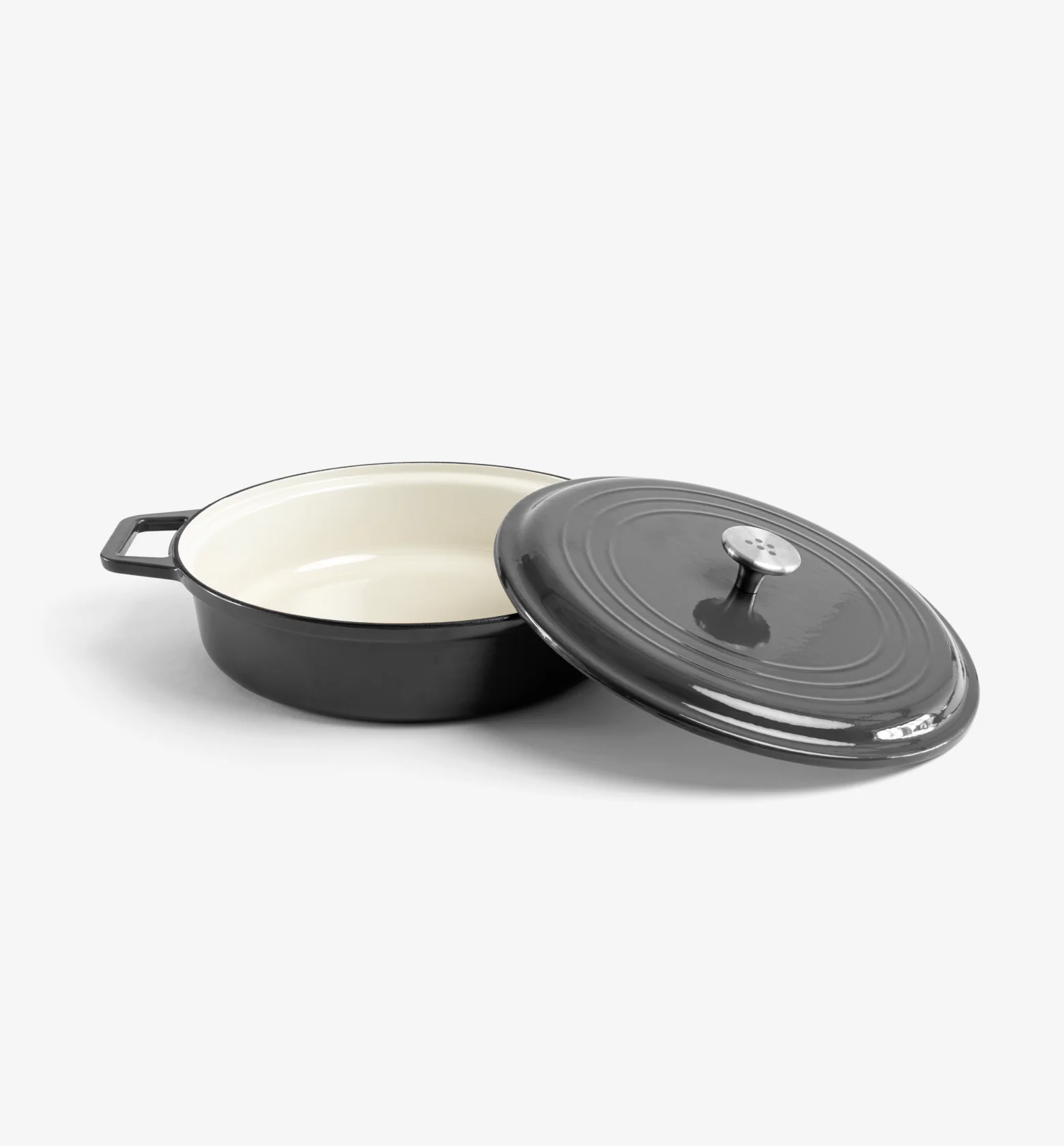 5.5 QT Enamel Cast-Iron Braiser - Black - Final Sale - Image 4