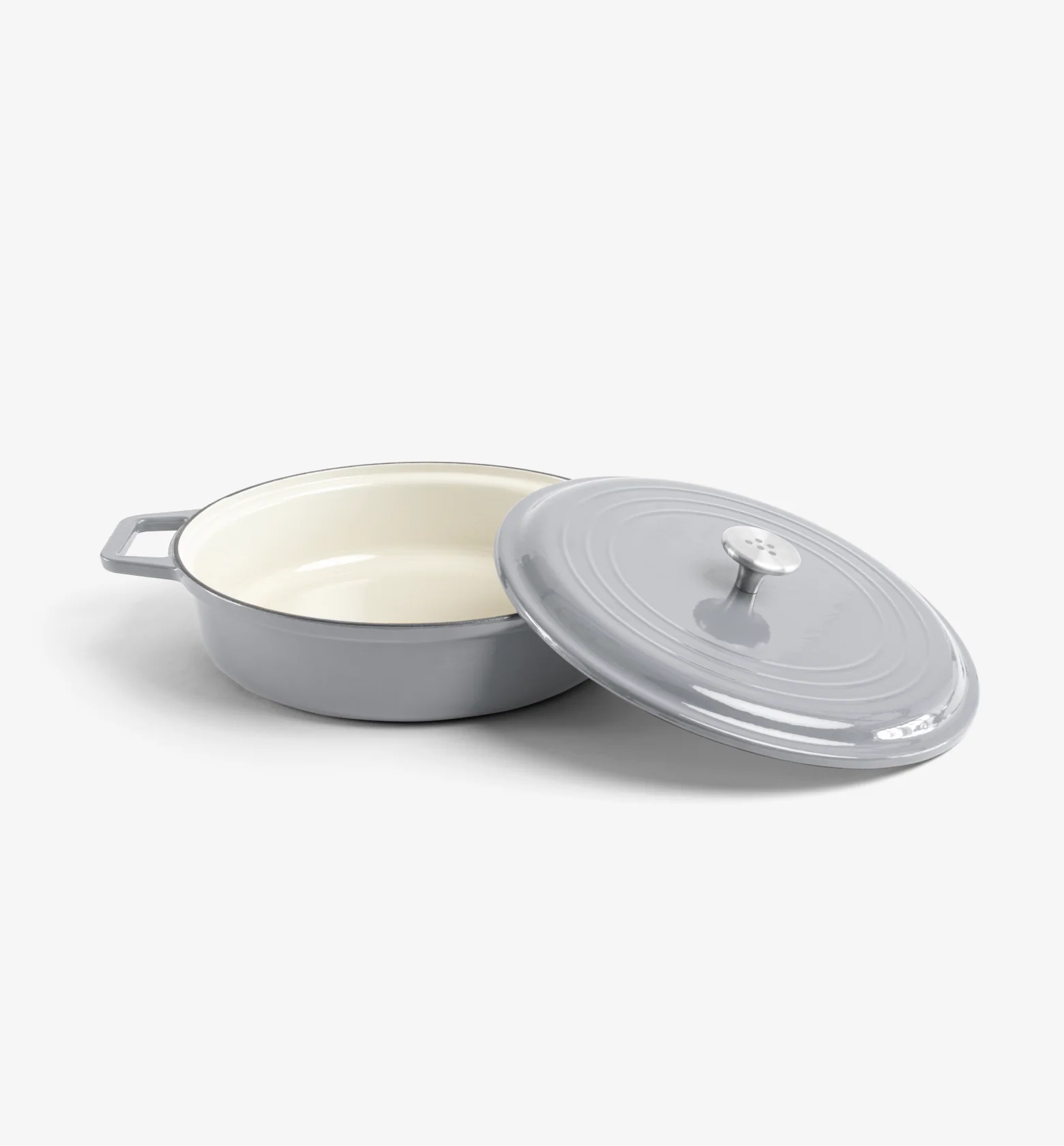 5.5 QT Enamel Cast-Iron Braiser - Gray - Final Sale - Image 4