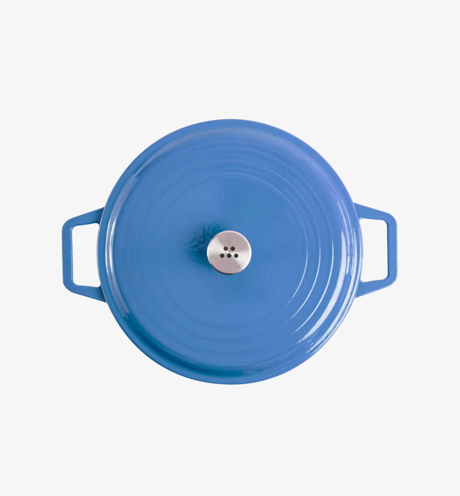 7 QT Enamel Cast-Iron Dutch Oven - Classic Lid - Classic Blue - Final Sale - Image 3