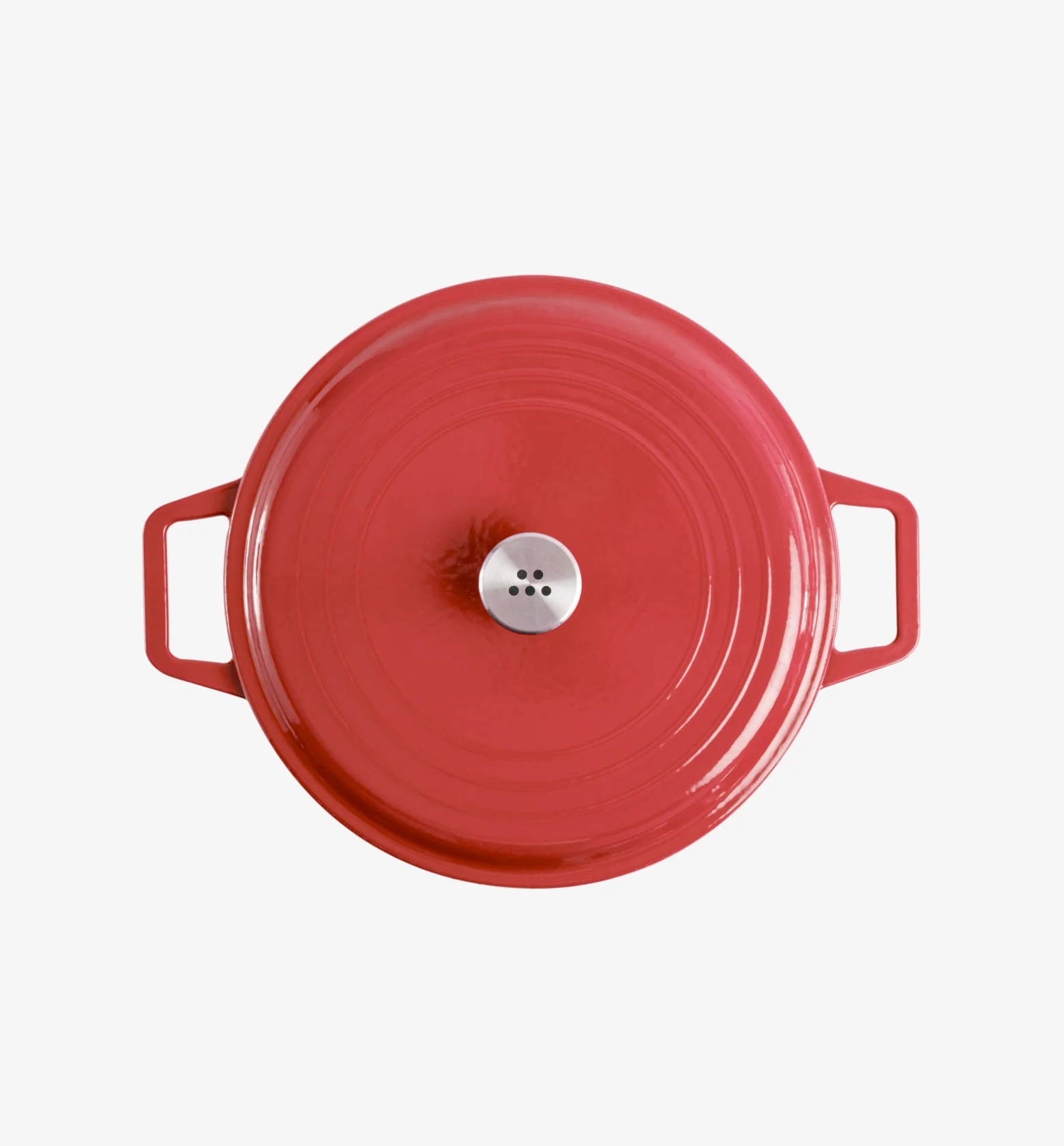 7 QT Enamel Cast-Iron Dutch Oven - Classic Lid - Red - Final Sale - Image 3