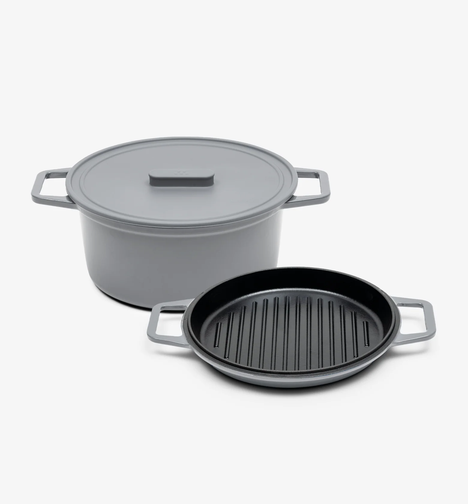 7 QT Enamel Cast-Iron Dutch Oven - Grill & Silicone Lid - Gray - Final Sale