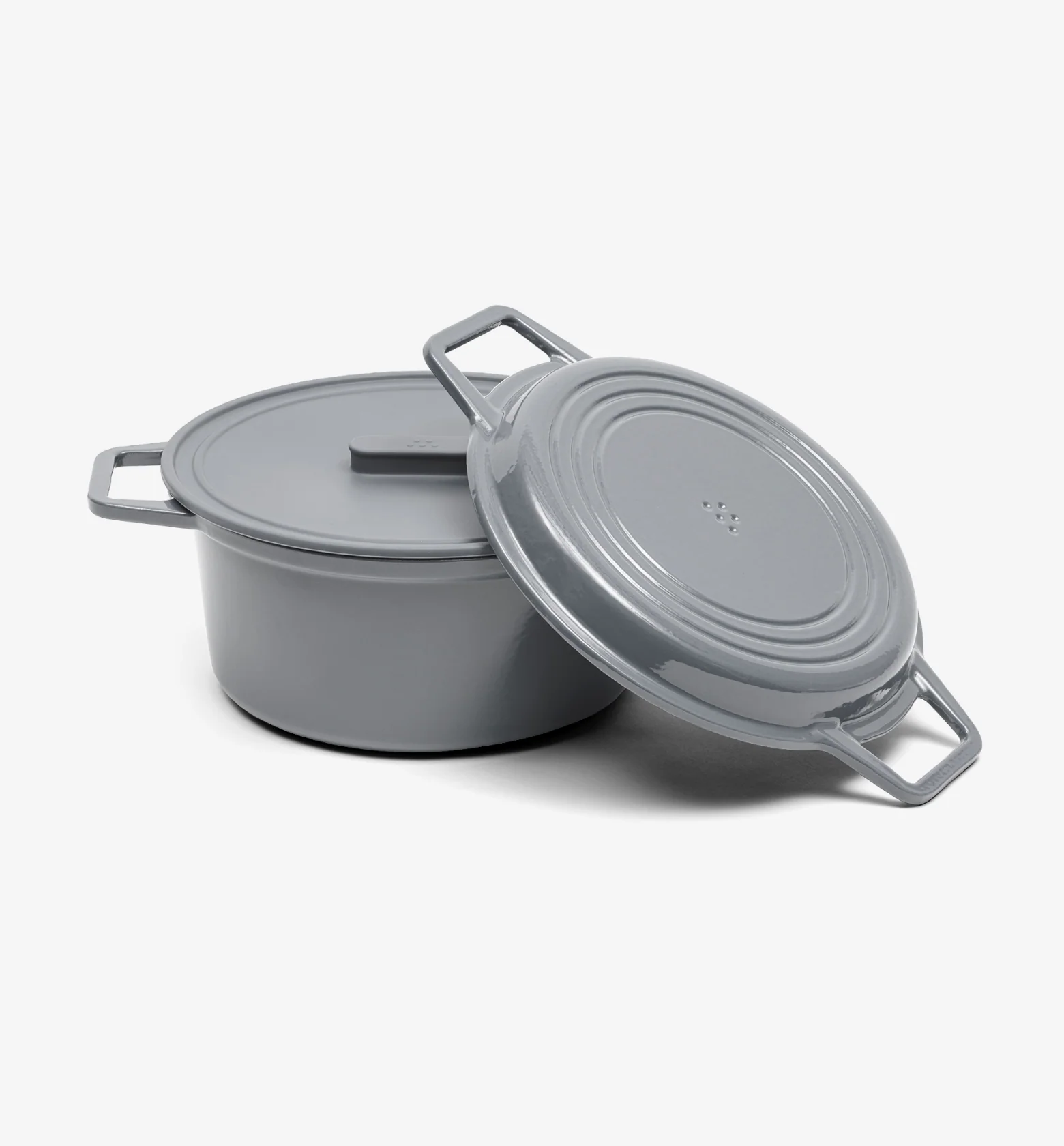 7 QT Enamel Cast-Iron Dutch Oven - Grill & Silicone Lid - Gray - Final Sale - Image 2