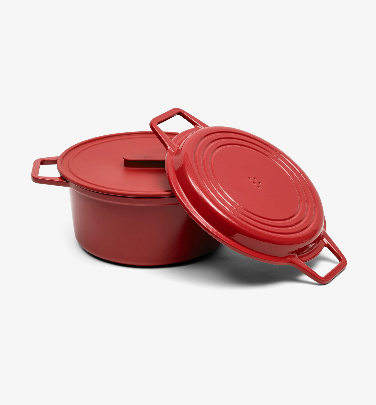 7 QT Enamel Cast-Iron Dutch Oven - Grill & Silicone Lid - Red - Final Sale - Image 2