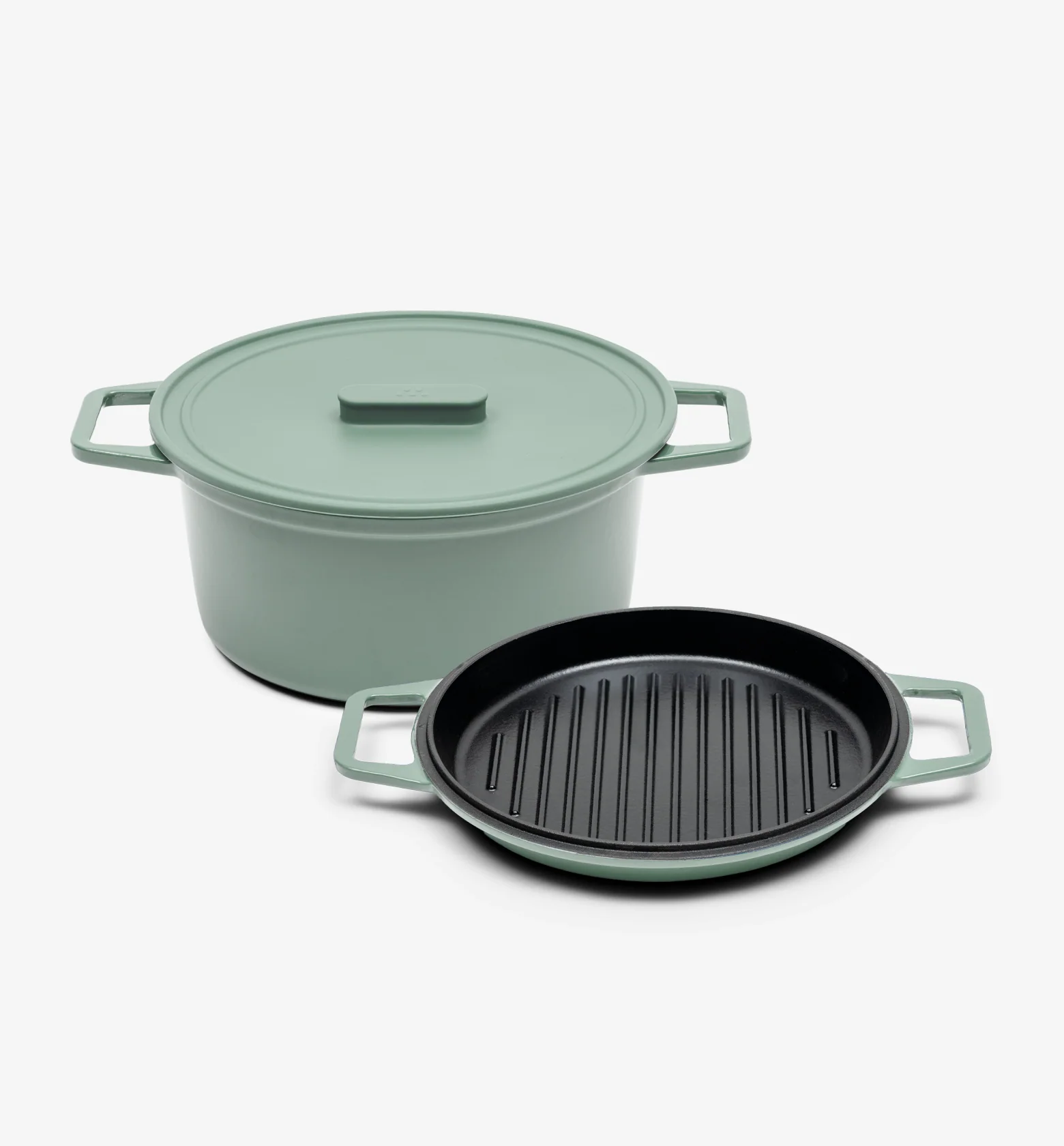 7 QT Enamel Cast-Iron Dutch Oven - Grill & Silicone Lid - Sage - Final Sale