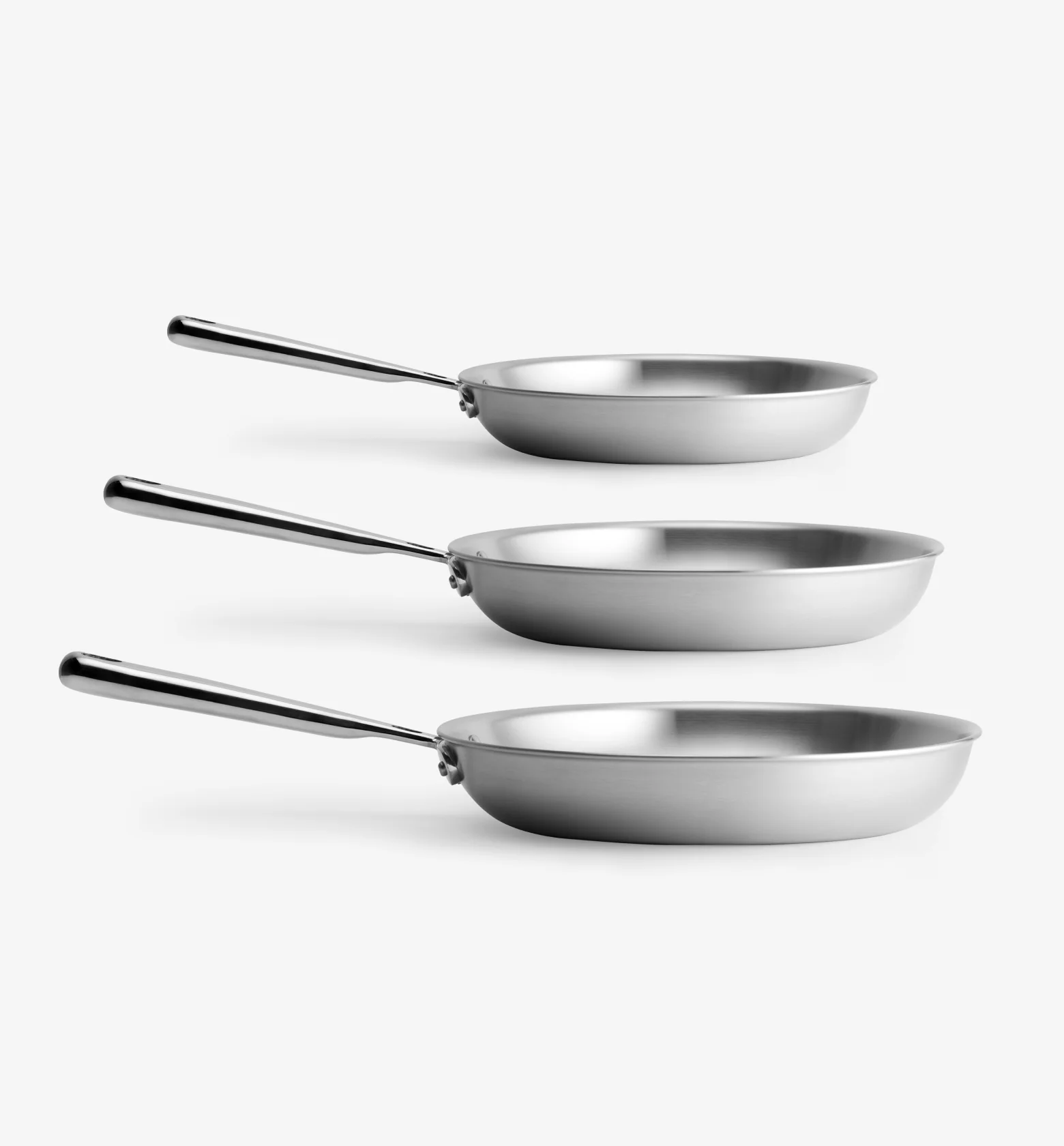 8" + 10" + 12" Stainless Steel Frying Pan - Image 2